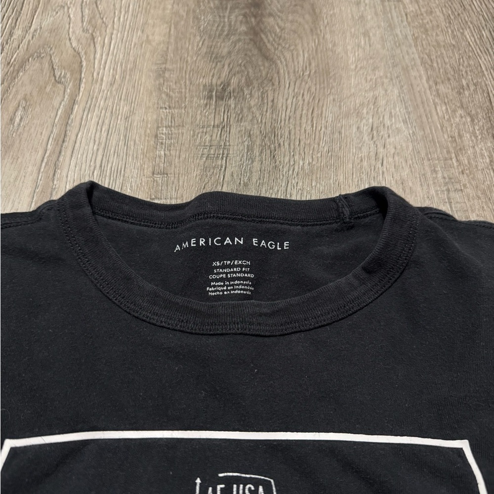 American Eagle Outfitters Men's Black Graphic Logo T-Shirt Size XS - Picture 2 of 3